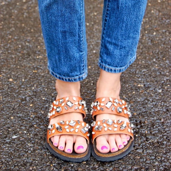 Zara Brown Bedazzled Birkenstock Sandals - Picture 8 of 8